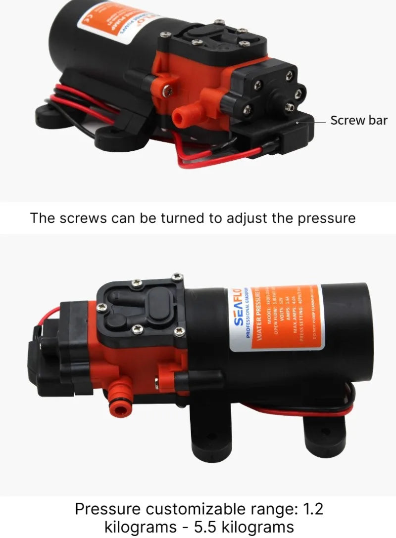 12V 24V DC Diaphragm Water Pump Self Priming Automatic Pressure Pump RV Caravan Boat Yacht Marine Battery Powered Water Transfer