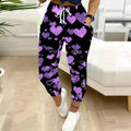 Autumn Winter Women's Printed Ninth Pants Drawstring Pocket Sjogging Pants Vacation Casual Pants