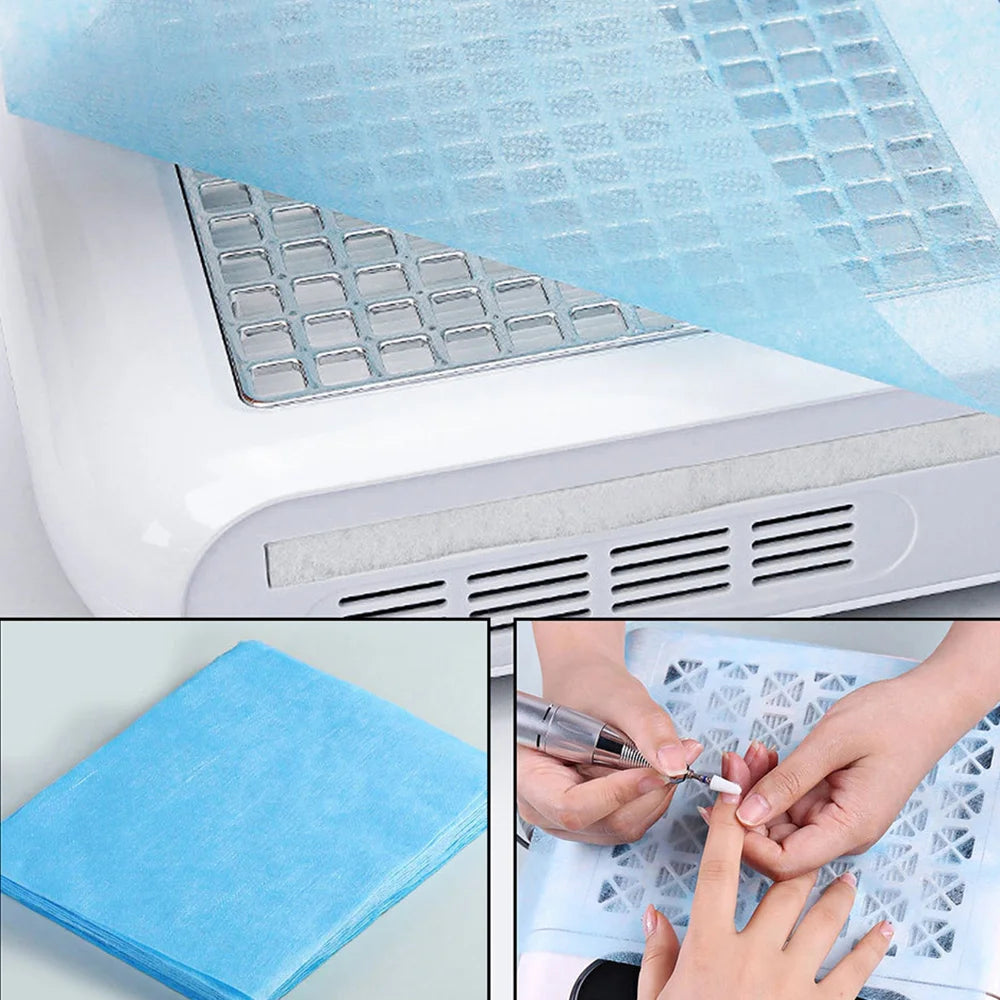 100Pcs Nail Vacuum Clean Collector Filter Paper Set 20*24cm Dustproof Replace Filters Disposable Manicure Machine Dust Accessory
