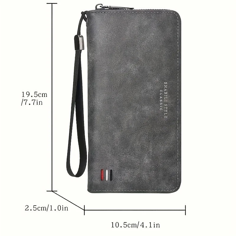 Customized Name Men's Long Handheld Wallet Multiple Card Slots with Small Coins Pocket for Mobile Phone Cash Cards Daily Storage