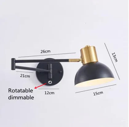 Led Dimmable Wall Lamp Bedroom Bedside Reading Light Folding Telescopic Switch Modern Creative Study Rocker Wall Light Fixture