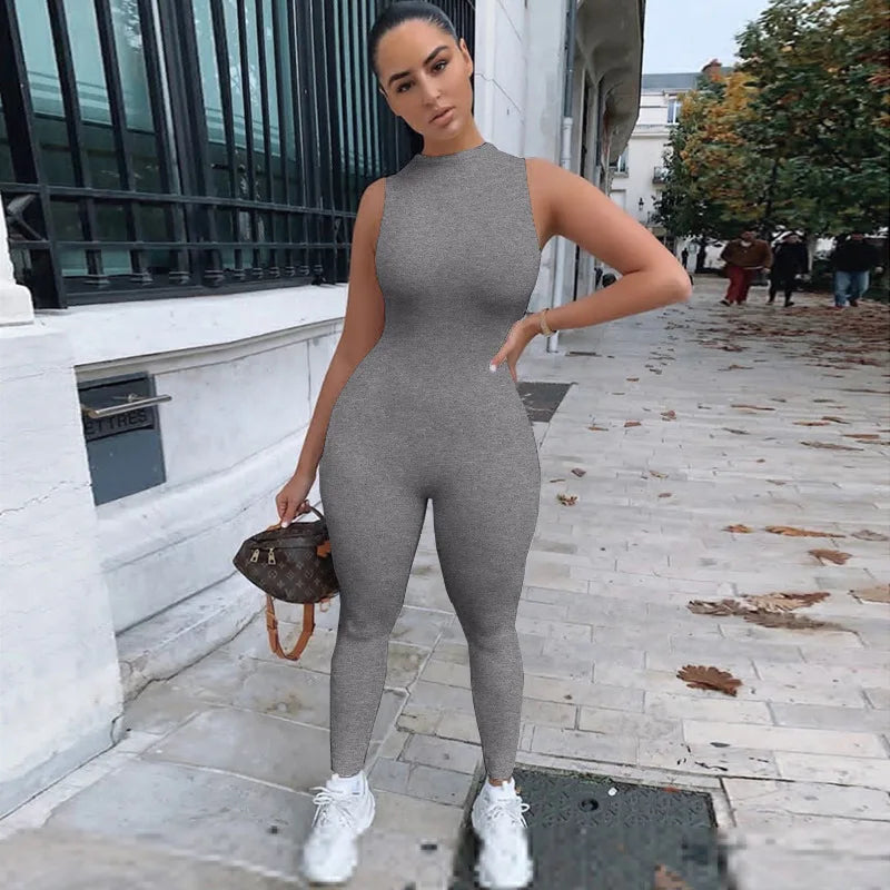 Pencil Jumpsuit for Women Full Seasons Casual Fitness Sporty Playsuit Sleeveless Slim Activewear All In One Jumpsuit Clothing