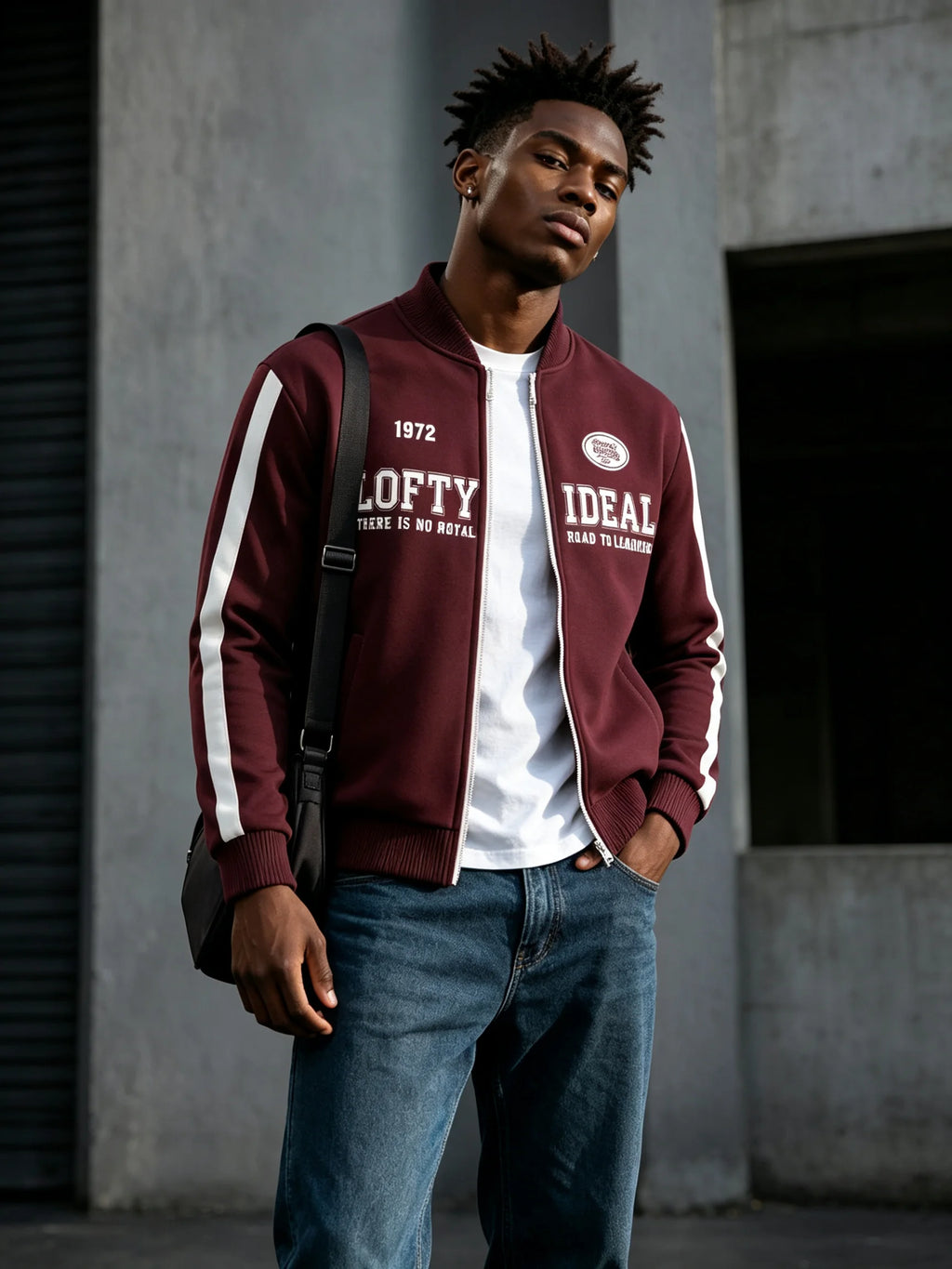 Men's pilot jacket with zipper pocket, casual baseball collar, outdoor sports pilot jacket