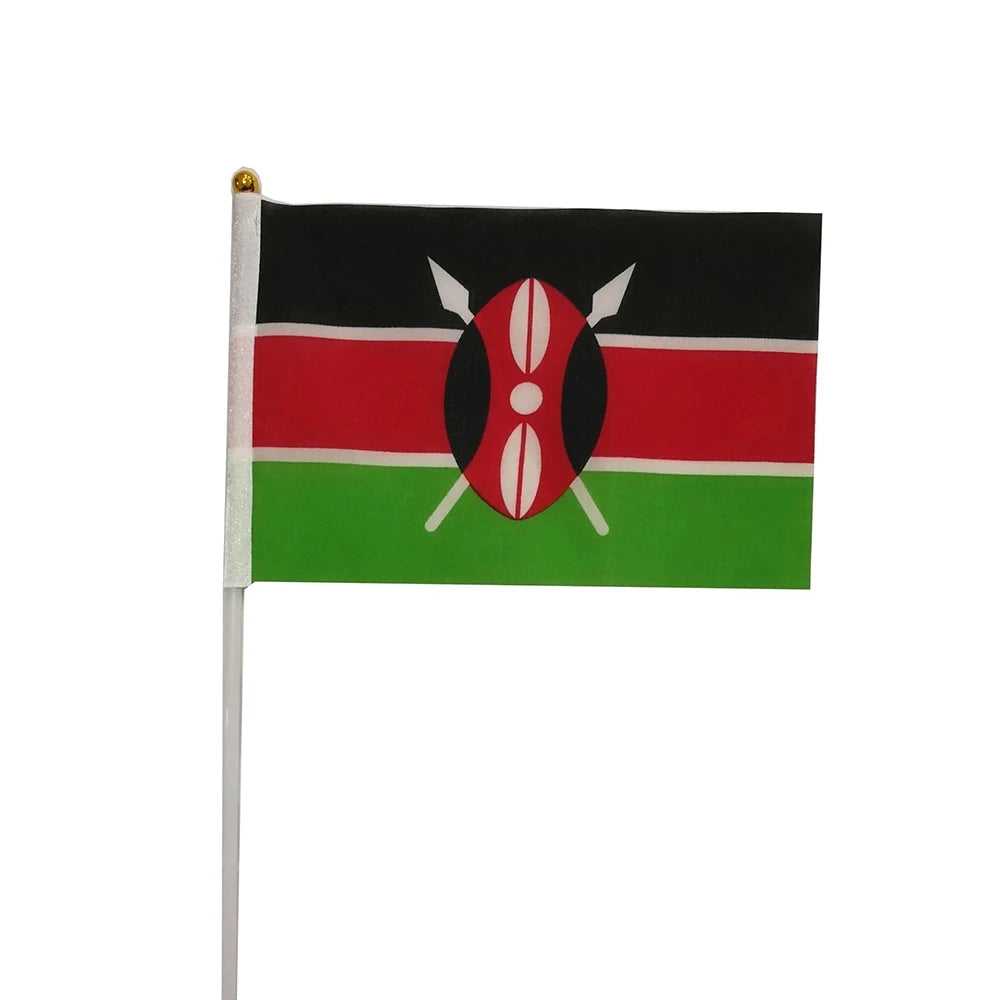 14*21cm Kenya Hand Flag, Kenya Kenyan National Flag World African Countries Hand Held Small Waving Flag
