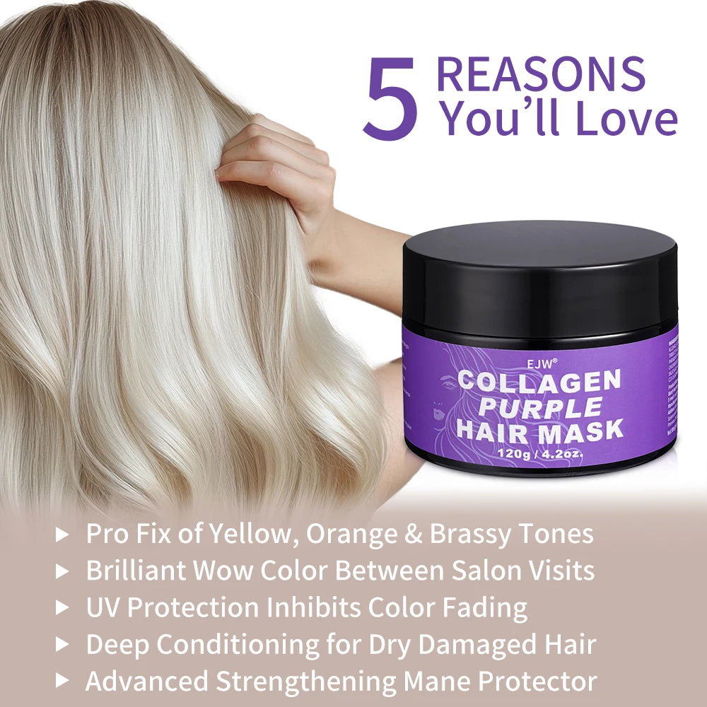 Keratin Purple Hair Mask,Deeply Hydrating Purple Color Depositing Shampoo for Blondes,Bleached&Grey Hair Enhances Shine&Brightn