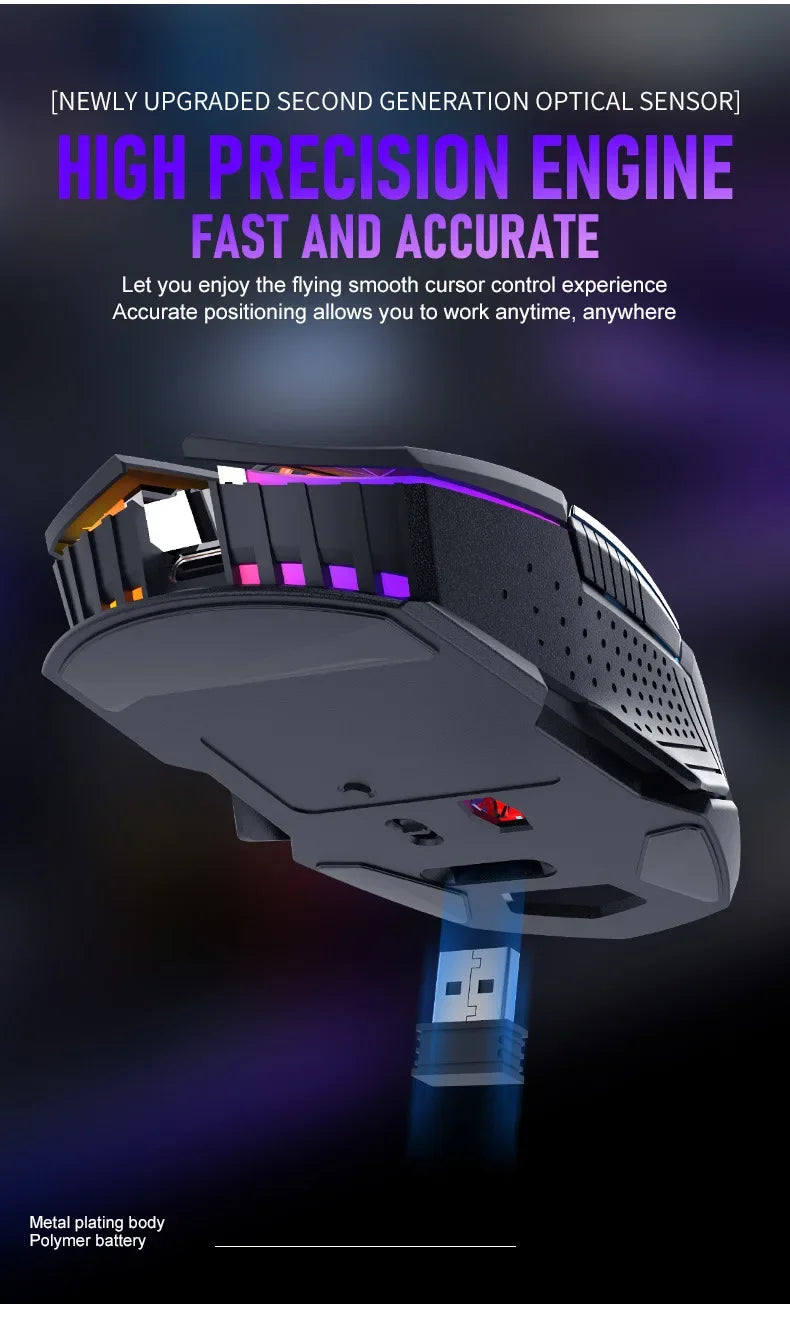Ziyoulang X18 Wireless Charging Mechanical Mouse RGB 2400dpi Esports Gaming Mouse Pc Office Laptop Gaming Computer Free Wolf X18