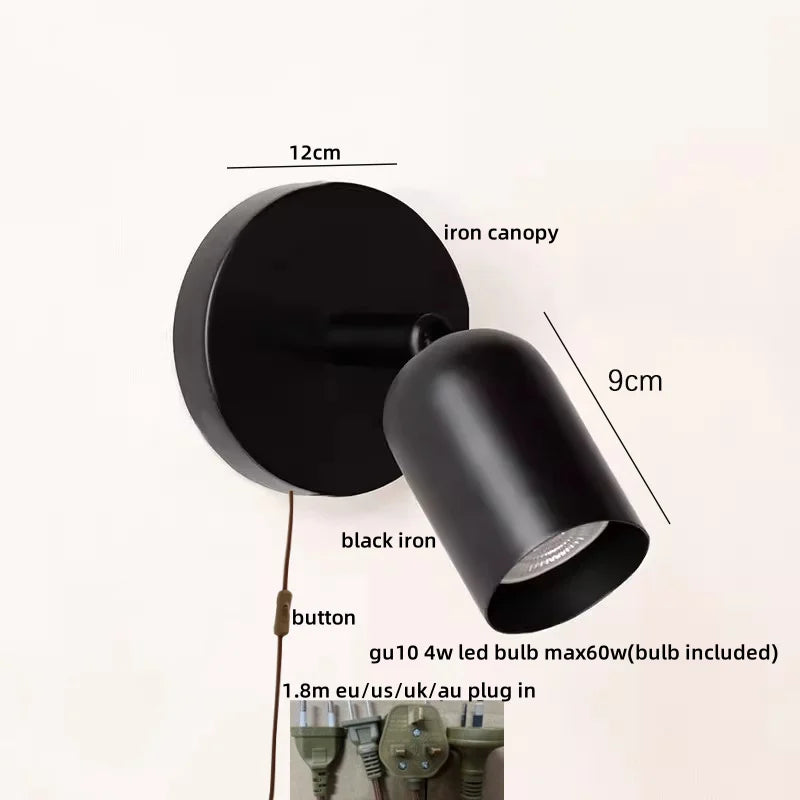 IWHD Nordic Modern LED Wall Lamp Sconce Pull Chain Switch Bedroom Living Room Corridor Cream Style Stair Light Fixture Luminaria
