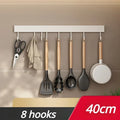 Kitchen Storage Rack Wall Mounted No Punch Shelves Movable Hook Spoon Holder Organizer For Kitchen Utensil Accessories Tool