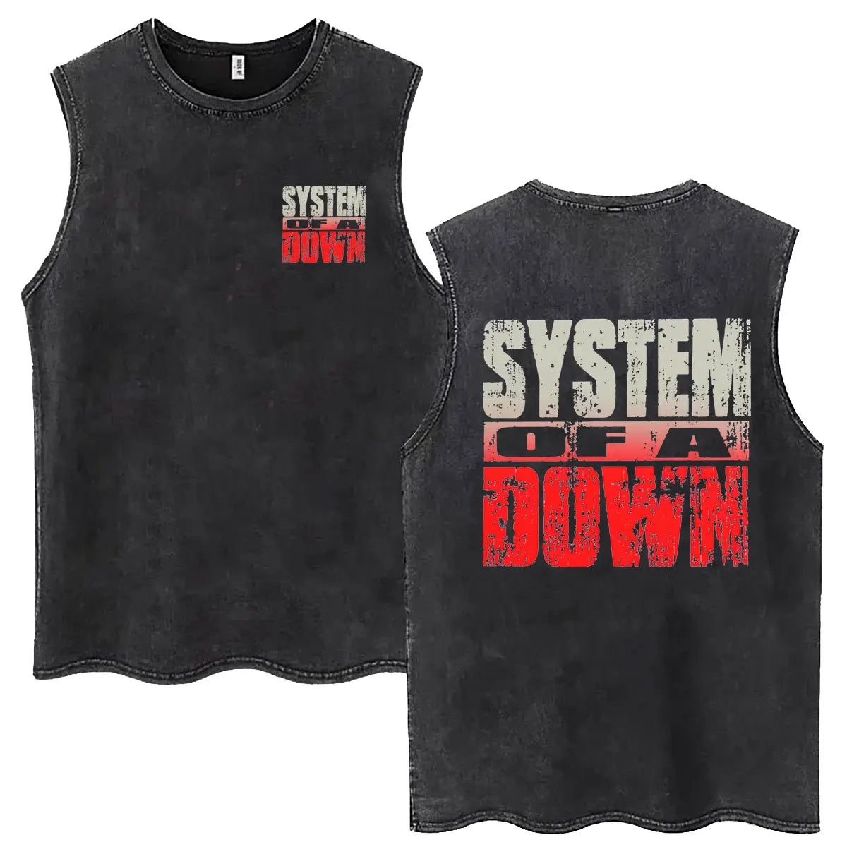 System of A Down Vintage Washed Tank Tops Men's Rock Alternative Metal Cartoon Graphic Sleeveless Vests T-shirt Male T Shirts