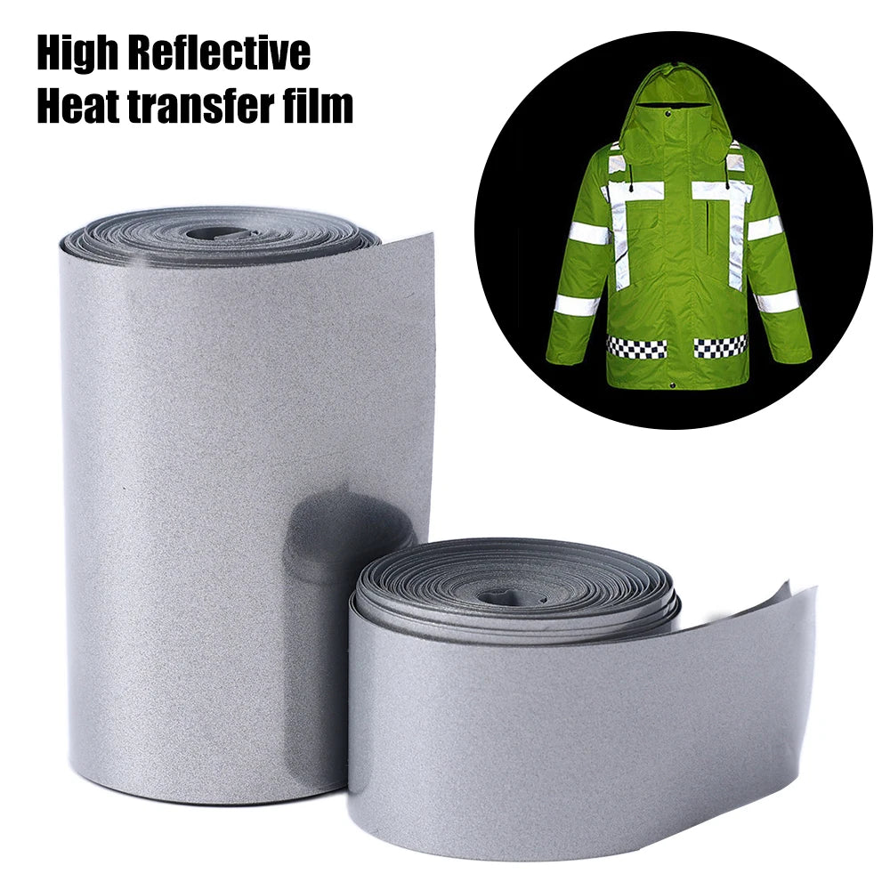 5M Reflective Heat Transfer Film Safety Reflector Sticker For Bag Shoes Cloth Heat Decals Roadway Night Warning Strip Stickers