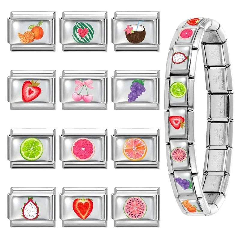 2025 Women's Fashion Colorful Flowers Sunflower Tulip Orchid Daisy Italian Charms Fit 9mm Stainless Steel Bracelet DIY Jewelry