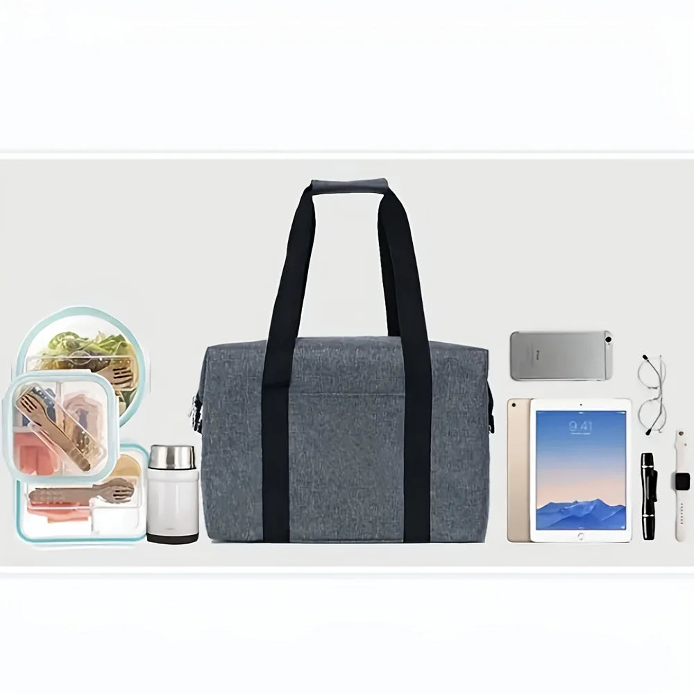 Large Capacity Insulated Tote Bag, Foldable Cooler Bag, Student Work Lunch Bag, Outdoor Picnic Bag