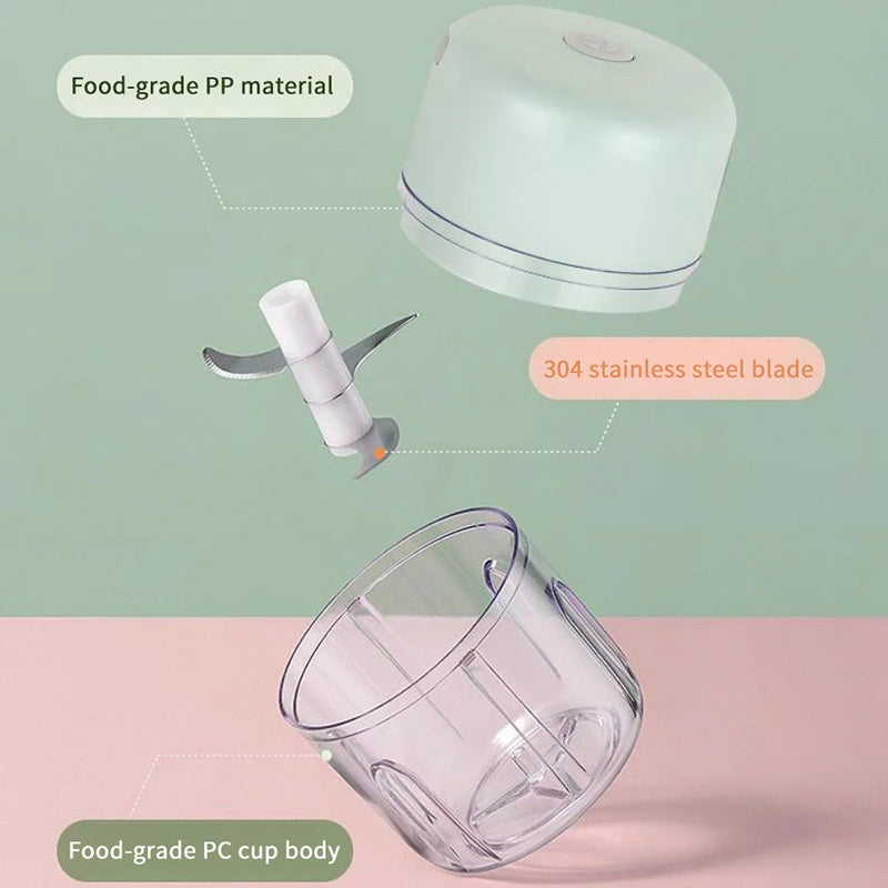 1pcs Electric Garlic Chopper Automatic Garlic Mincer 100/250mL Food Chopper Portable Vegetable Grinder Onion Mixer Kitchen Tool