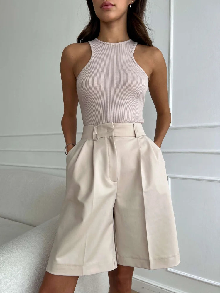Summer New High Waist Shorts for Women Casual Loose Wide Leg Solid Shorts Female Short Pants Y2k Booty Shorts