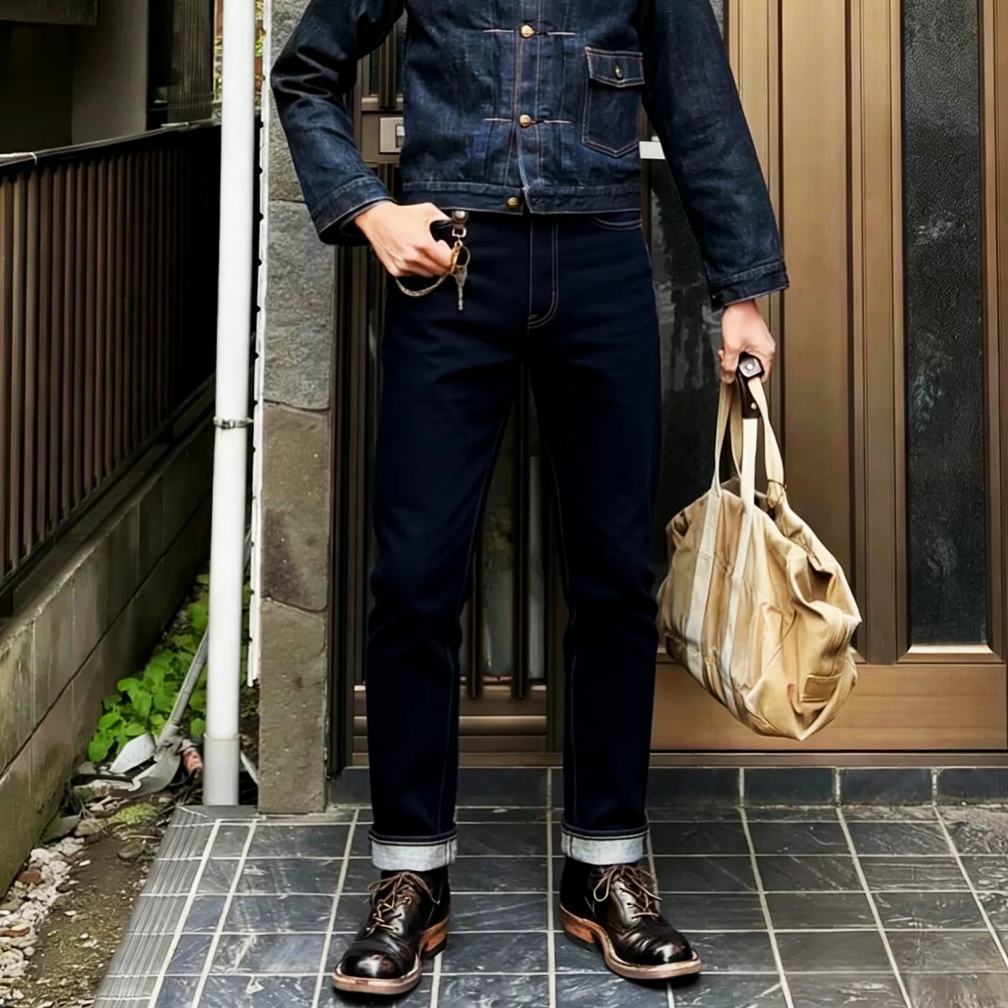 DOUBEL American Retro Ameika Vintage  Material 168 Oz Heavy Ear Denim Jeans Low Waist Zipper Cotton Straight Leg Spring
