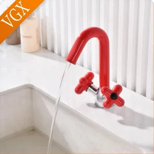 VGX Multifunctional Bathroom Faucets Pull Out Basin Mixer Sink Faucet Gourmet LED Temperature Tap 360° Tapware Crane Brass White