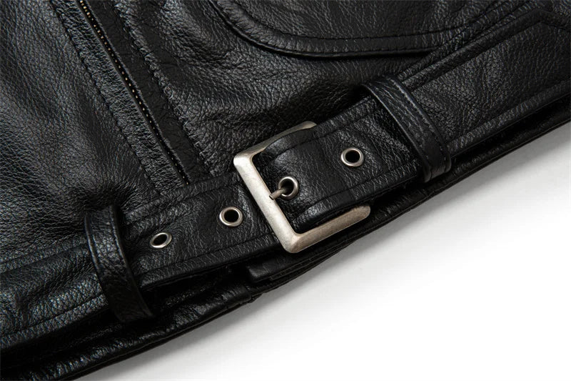 New Motorcycle Leather Jacket Autumn Off-road Motorcycle Riding Jacket Men's Slim Fit Cow Leather Jacket Trendy Lapel Jacket