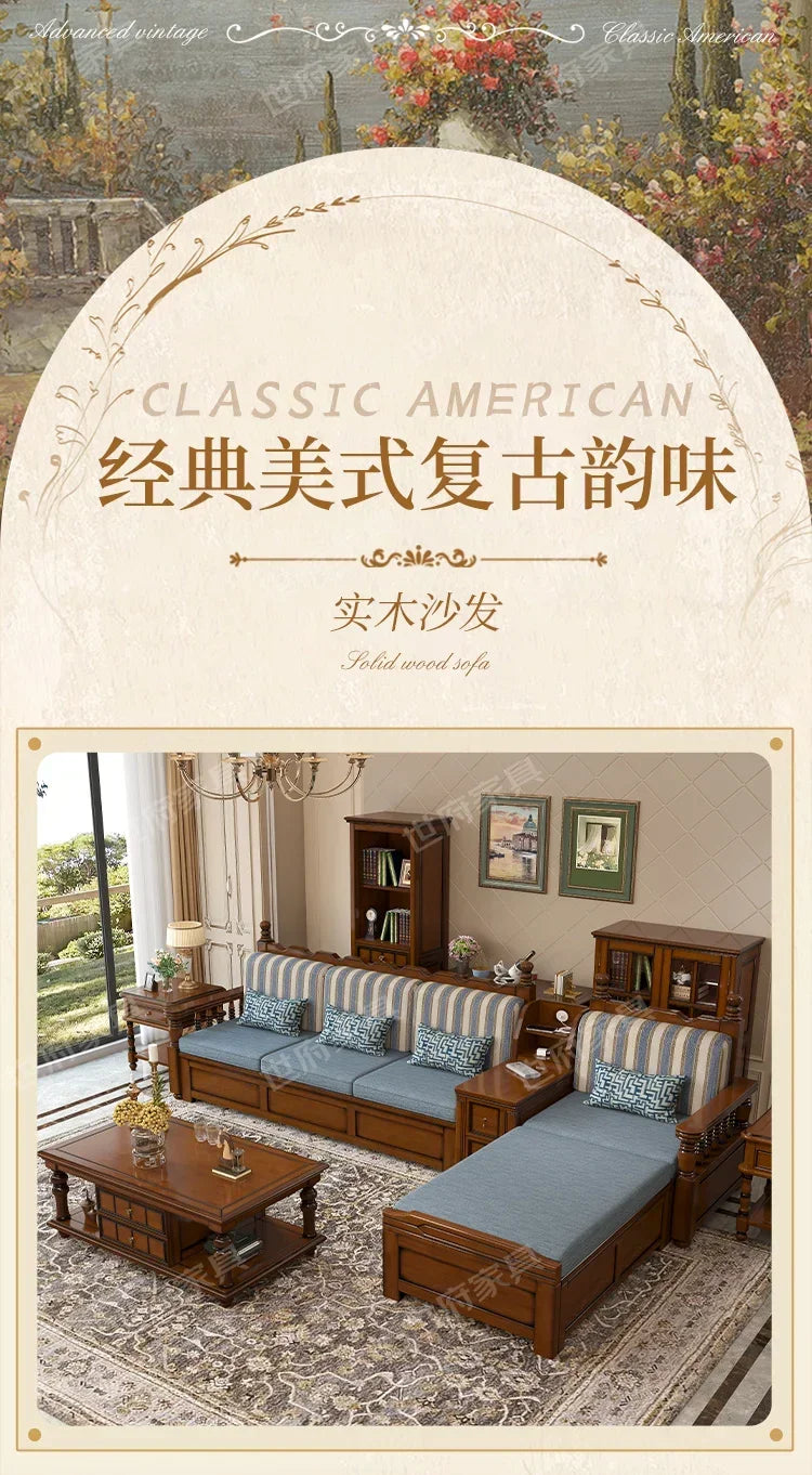 Solid wood sofa living room concubine combination small apartment dual-purpose storage