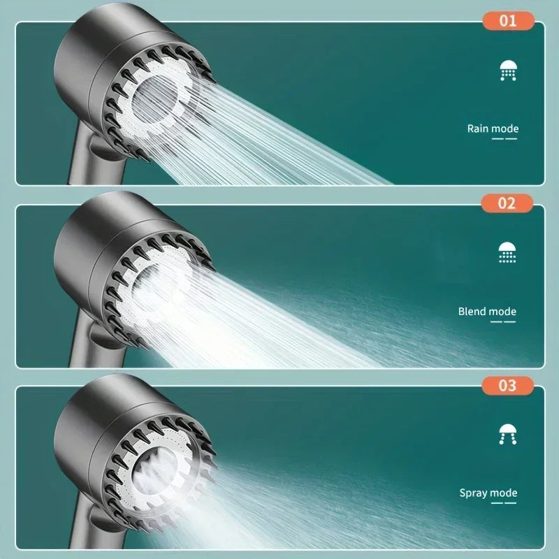 Shower Head High Pressure Shower Head One Button Water Stop Water Saving Adjustable 4 Mode Water Massage Shower Head