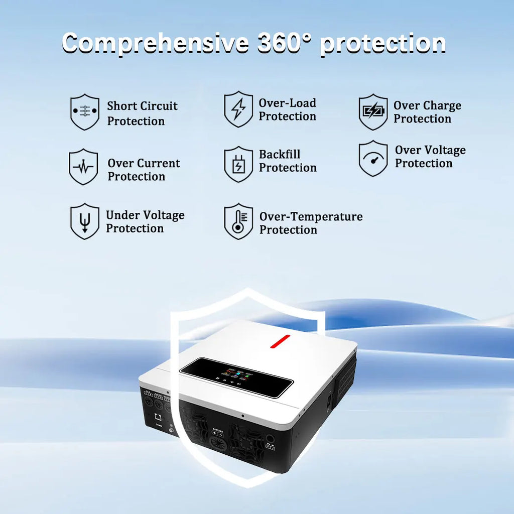 Y&H 4.2KW Hybrid Solar Inverter 24V 220V On/Off Grid Inverter Pure Sine Wave Inverter MPPT 120A Solar Charge Controller BMS WiFi