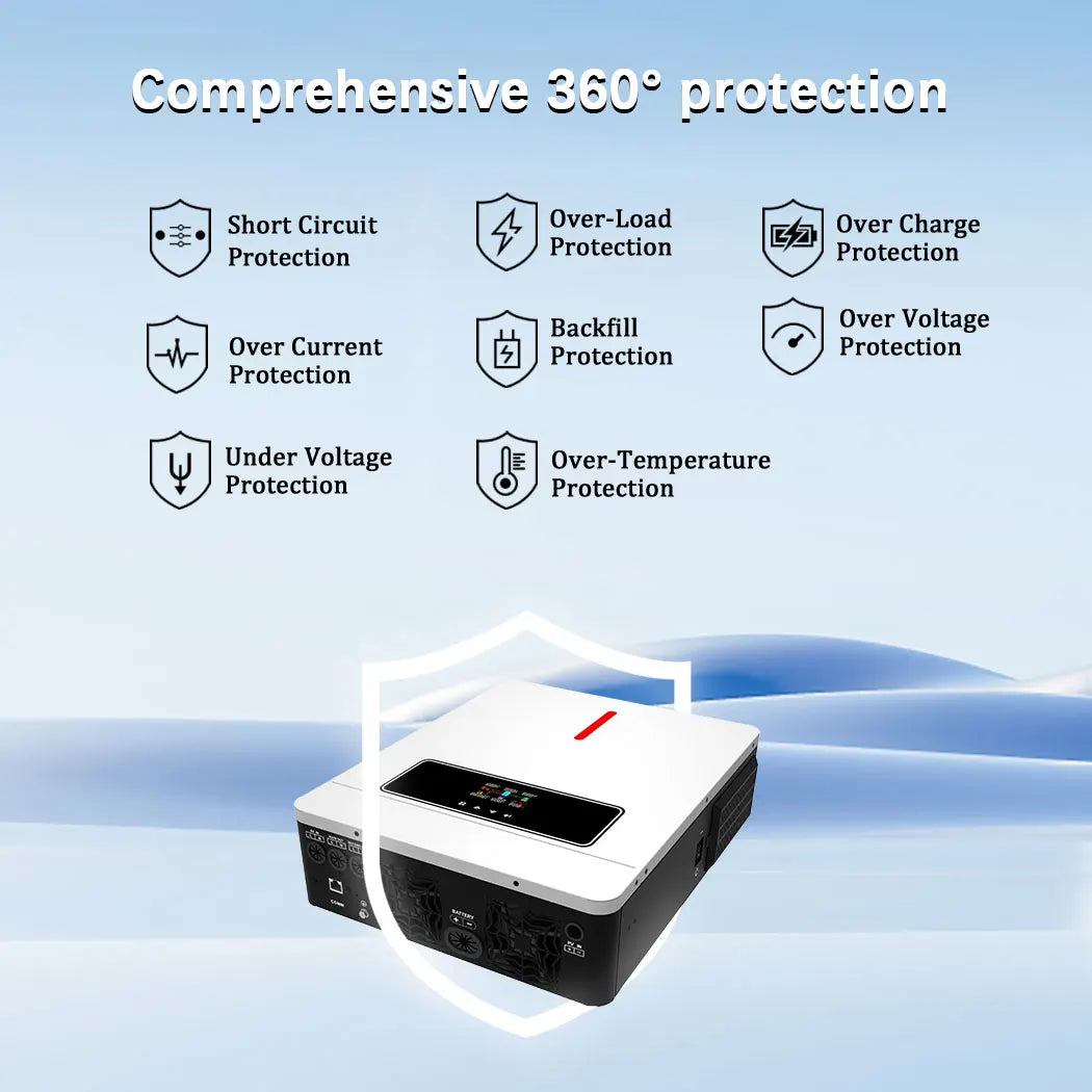 Y&H 4.2KW Hybrid Solar Inverter 24V 220V On/Off Grid Inverter Pure Sine Wave Inverter MPPT 120A Solar Charge Controller BMS WiFi