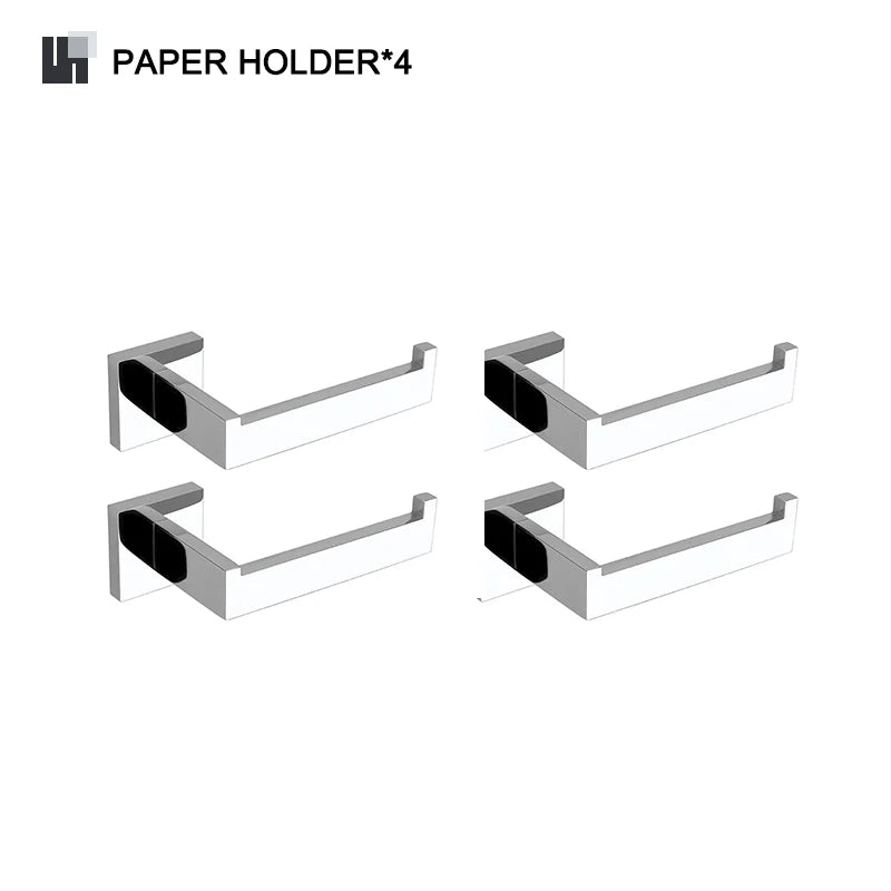Stainless Steel Chrome Bathroom Hardware Set Square Towel Rack Towel Rack Tissue Holder Robe Hook Bathroom Rack Accessories