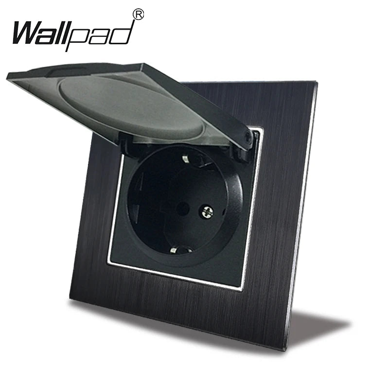 Euro USB Type-C Socket Black Matte Metal Panel Double Triple Electrical Wall SocketS EU Type A+C Outlet with Cap Cover Round Box