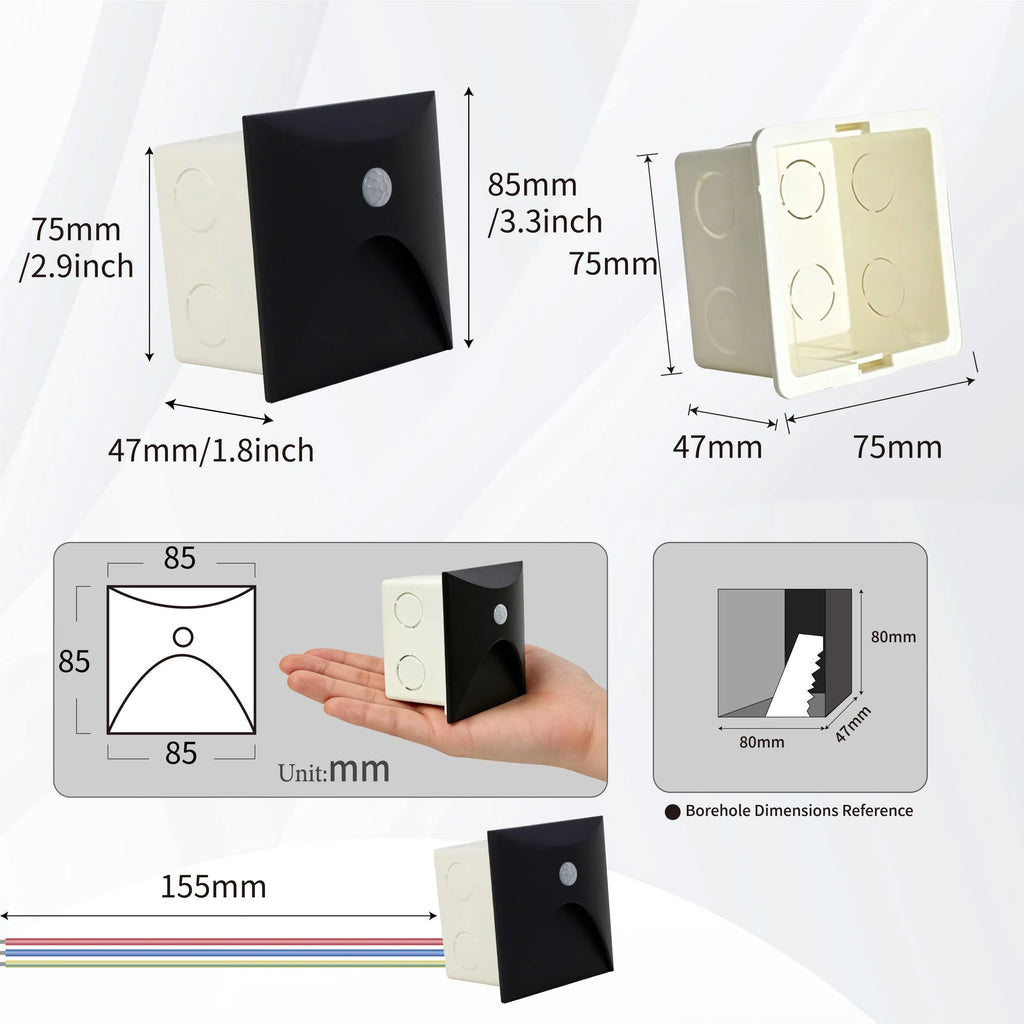 Outdoor Light IP65 Embedded Wall Light 3W LED Indoor Recessed Stair Lighting  Balcony Porch Aisle Courtyard Indoor Wall Light