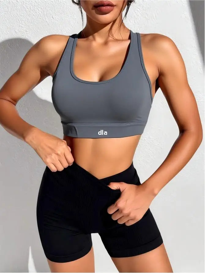 2026 Women's Sports Bra, One-Piece Fixed Shock-Absorbing Fitness Top for Running, Yoga, and Workout with Back Support