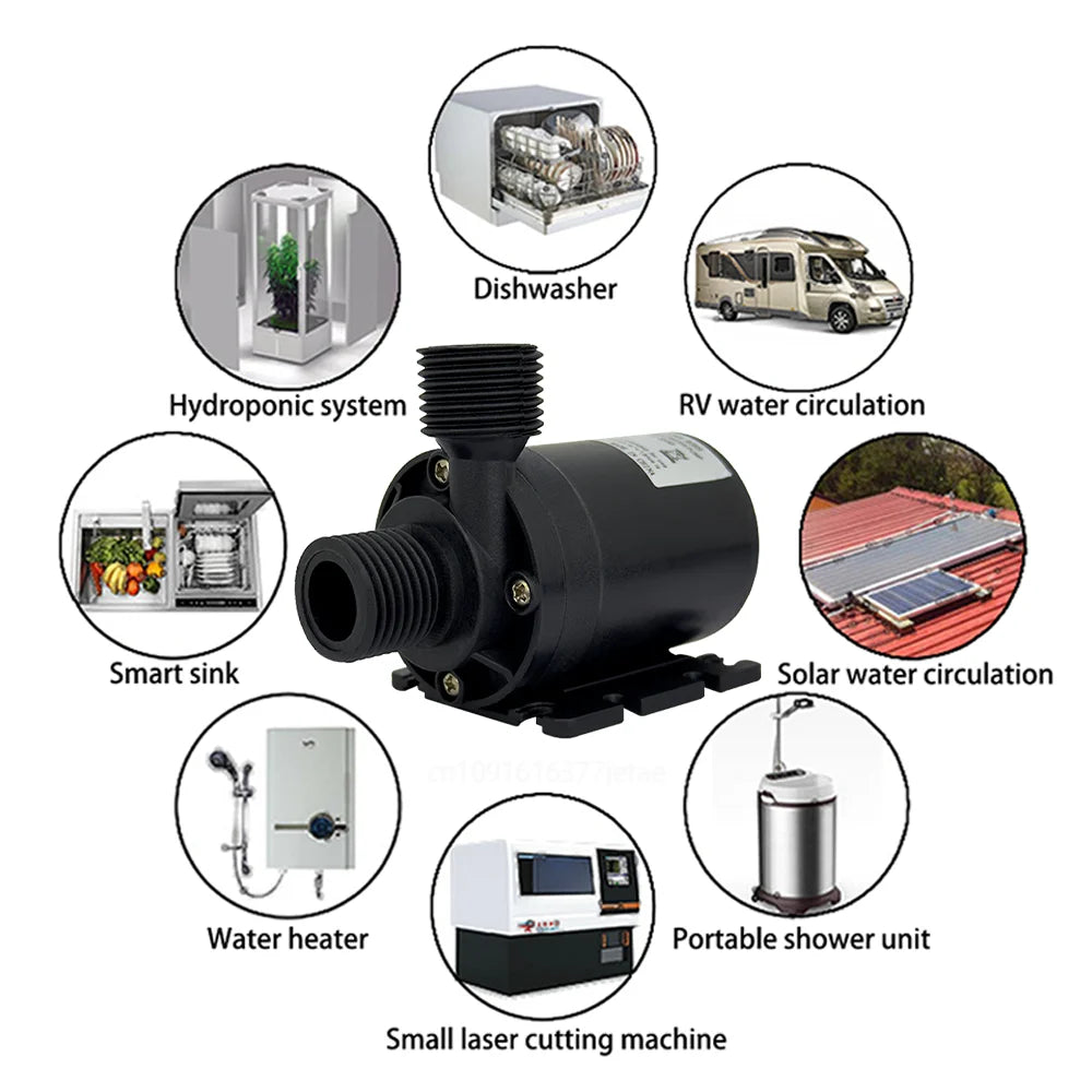 Brushless Motor Water Pump, DC6~24V 1100L/H, 8M Head G1/2" Submersible Pump, Fountain Water Heater, Shower Booster Pump, IP68
