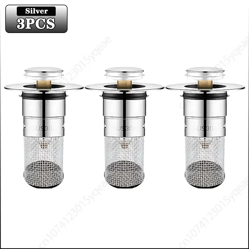 1-20PCS Kitchen Bathroom Sink Stopper Stainless Steel Rust Proof Drain Strainer Anti Odor Anti Clog Pop Up Drain Filter
