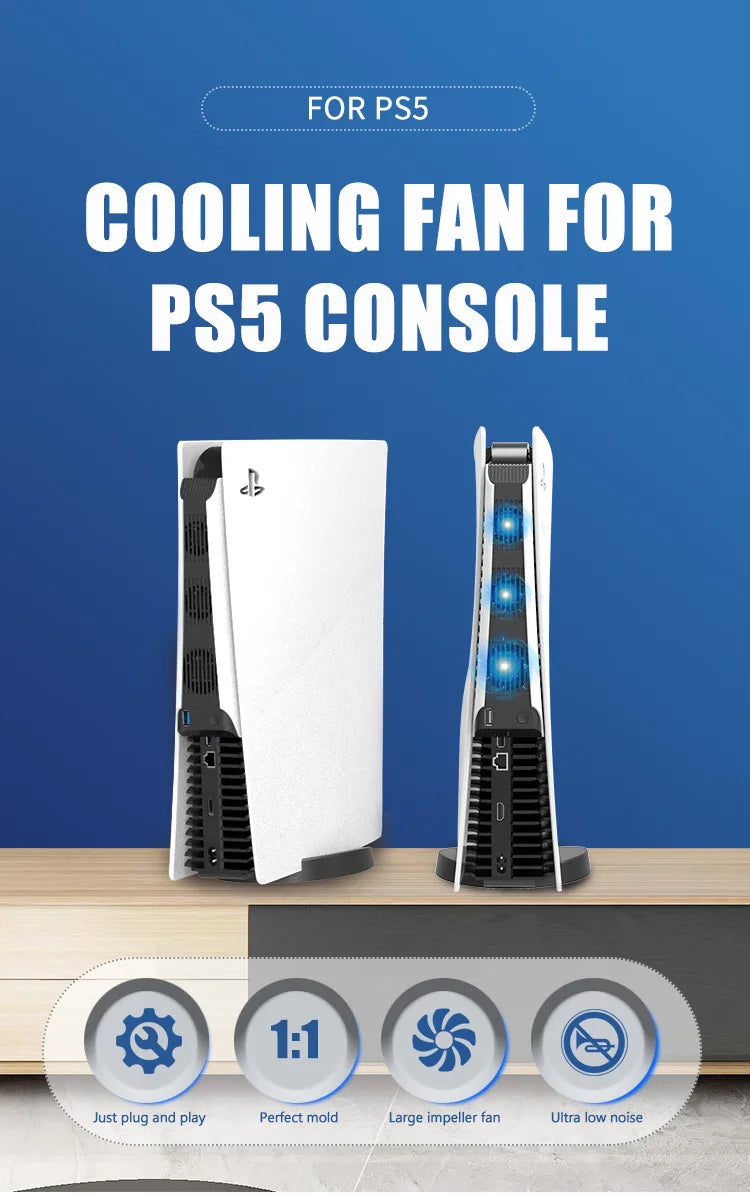 REMANK For PS5 and PS5 Slim Cooling System Cooling Fan For PS5 Slim and PS5 Cooling Fan Disc and Digital Console Cooling System