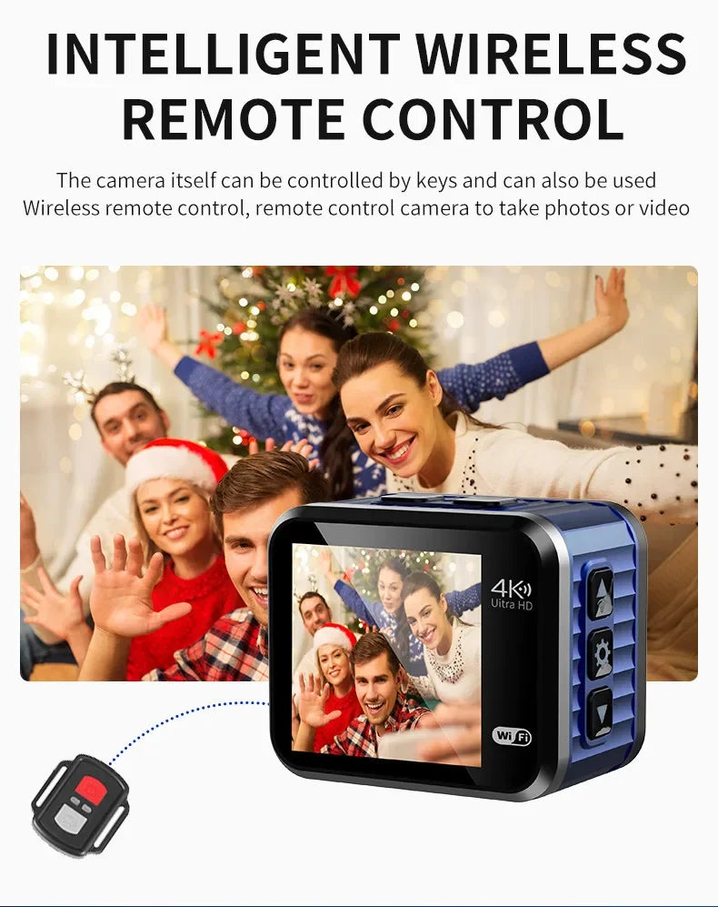 4K 60FPS Ultar HD Mini Action Camera Wifi Remote Control Screen Waterproof DV Sport Camcorder Drive Recorder Wireless Webcam V8