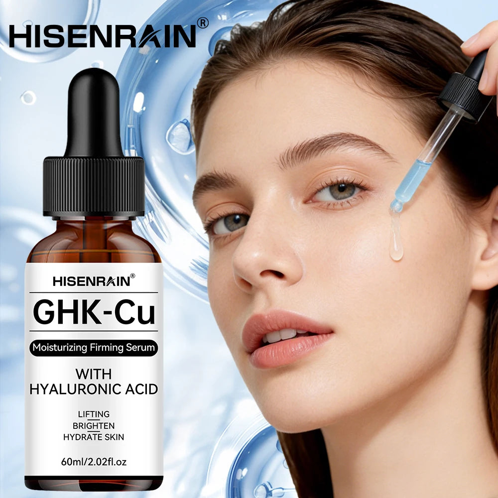 HISENRAIN GHK-CU Blue Copper Peptide Essence Liquid Lifting Tightening Facial Contour Deep Hydration Elastic Skin Absorption