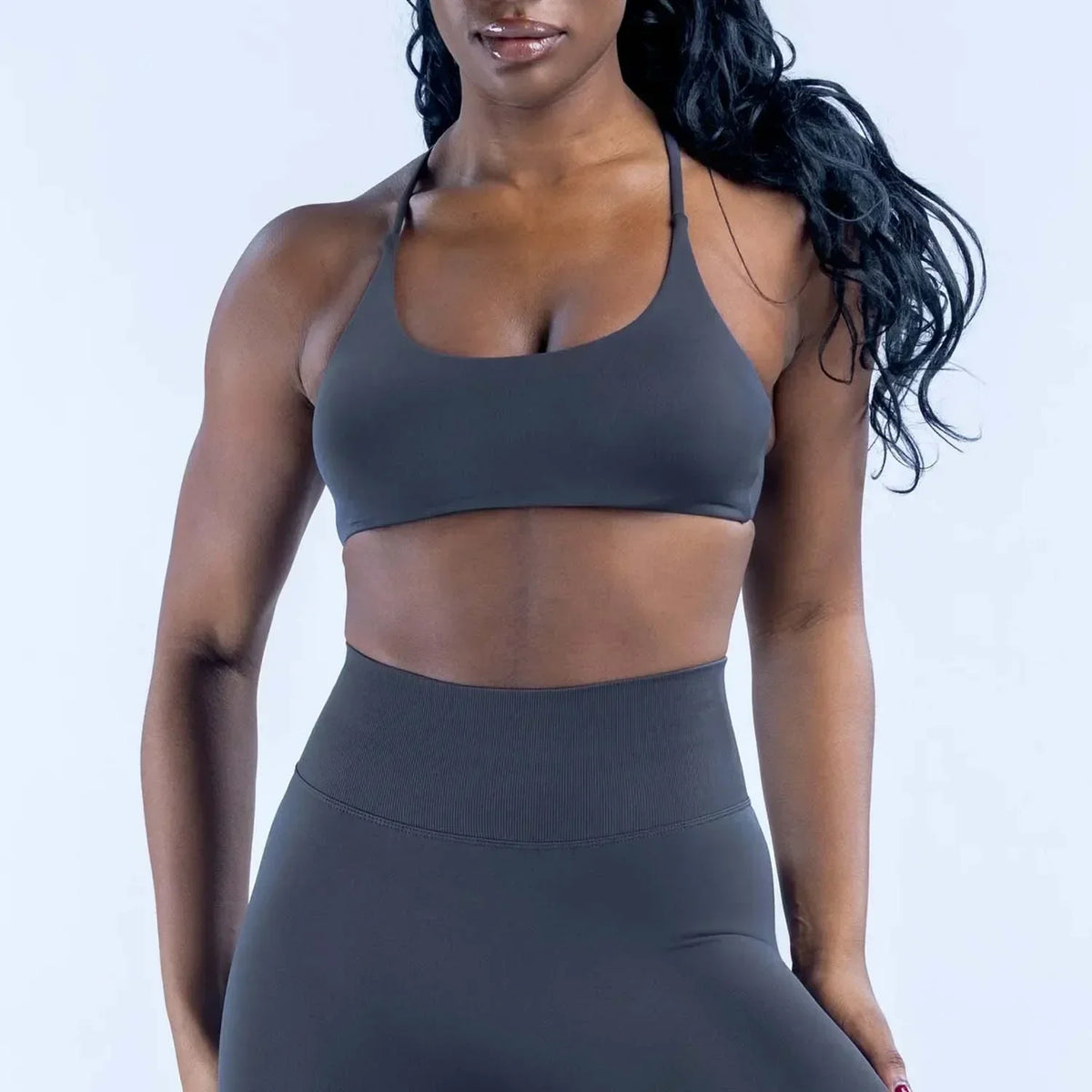 LOGO Women Seamless Front Twist Sports Bra Thin Strap Back Sports Vest Yoga Fitness Workout Activewear