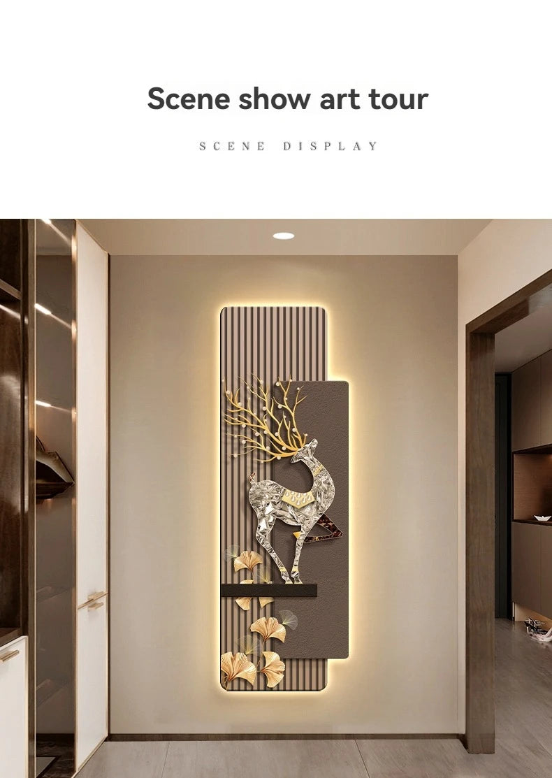 Light Luxury Entrance, Led Lights Decorative Paintings Home Decor Attracting Wealth Reindeer Living Room Corridor Mural Lights