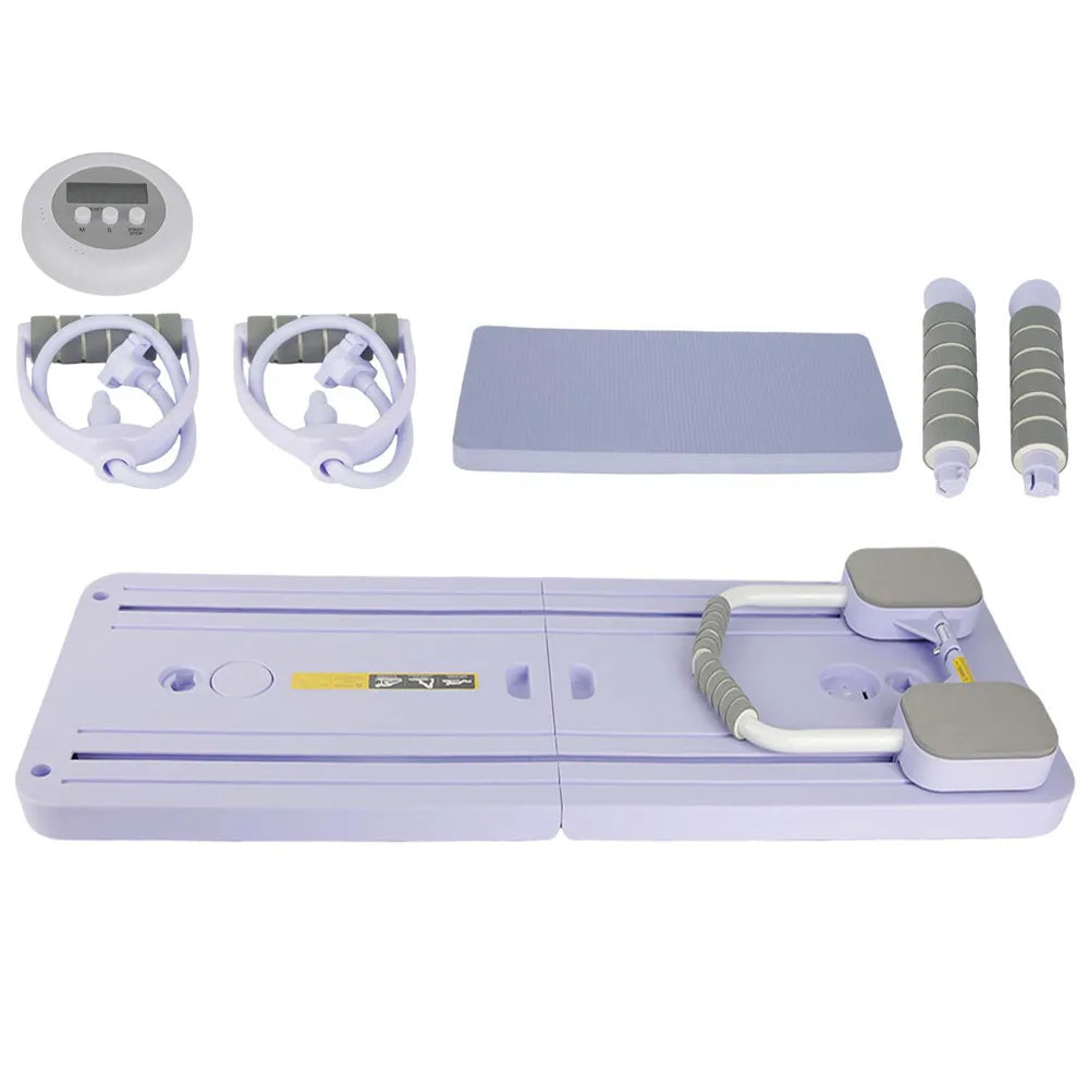 At Home Pilates Board Foldable 4-in-1 Exercise Ab Wheel Roller Exercise Equipment for Home Gym Full-Body Workout Core Trainer