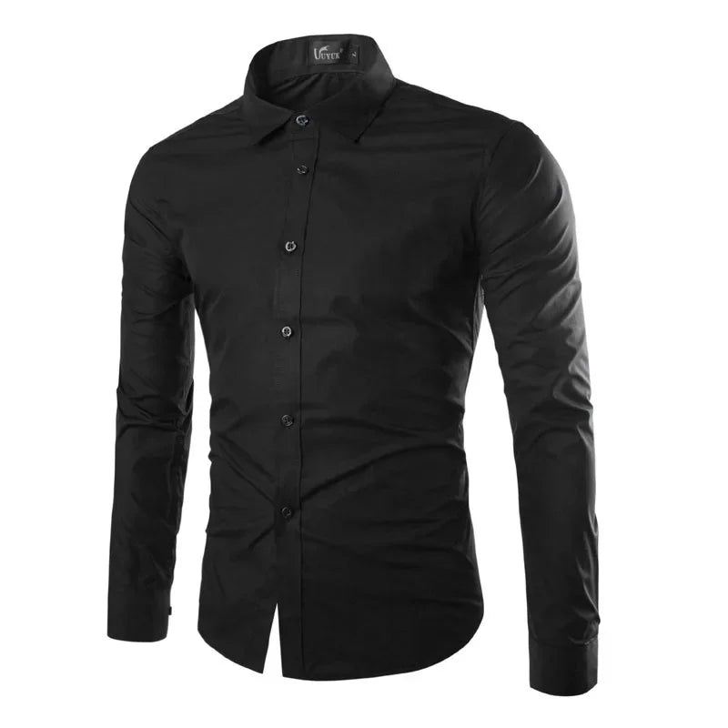 Mens Stripes Shirts Long Sleeved Slim White Social Shirts Casual Male Clothes Business Camisa Masculina Chemise Christmas Shirt
