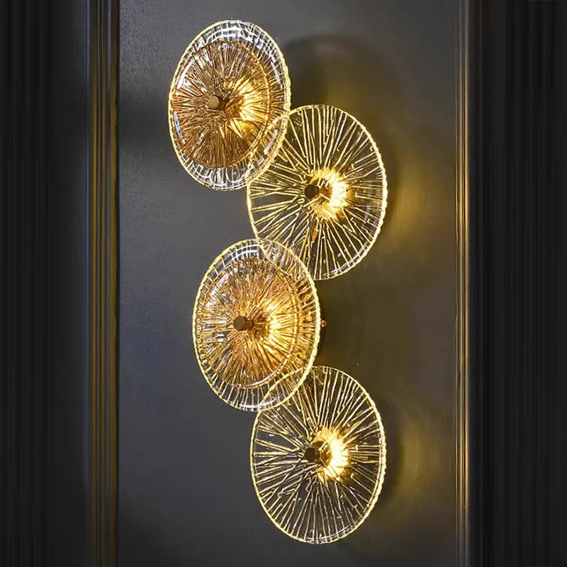 Modern Light Luxury Circular Art Glass Wall Lamp Minimalist Designer Creative Lighting for Bedroom Hallway Living Room Decor