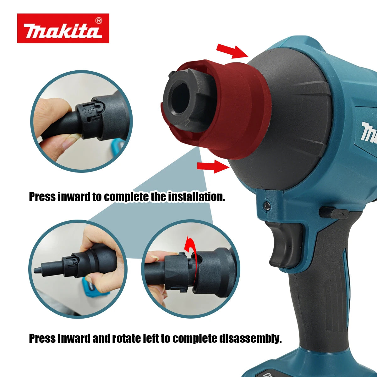 Makita DAS180 Cordless Air Blower 18V Multifunction Dusting Machine with Nozzle Air Dust Removal Gun Inflator Tool