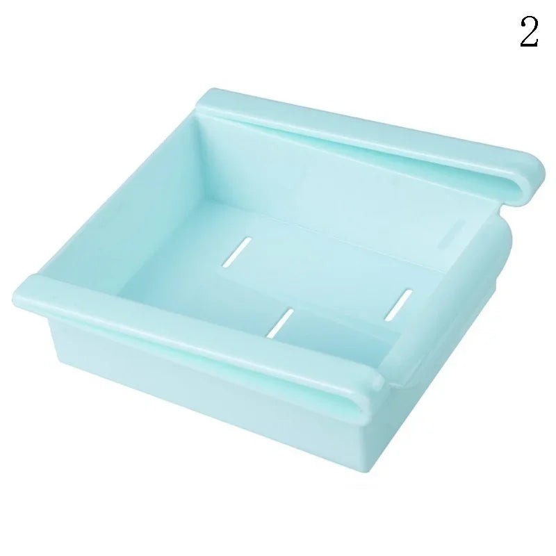 Slide Kitchen Fridge Freezer Space Saver Organizer Storage Rack Shelf Holder Kitchen Refrigerator Storage Box Food Container