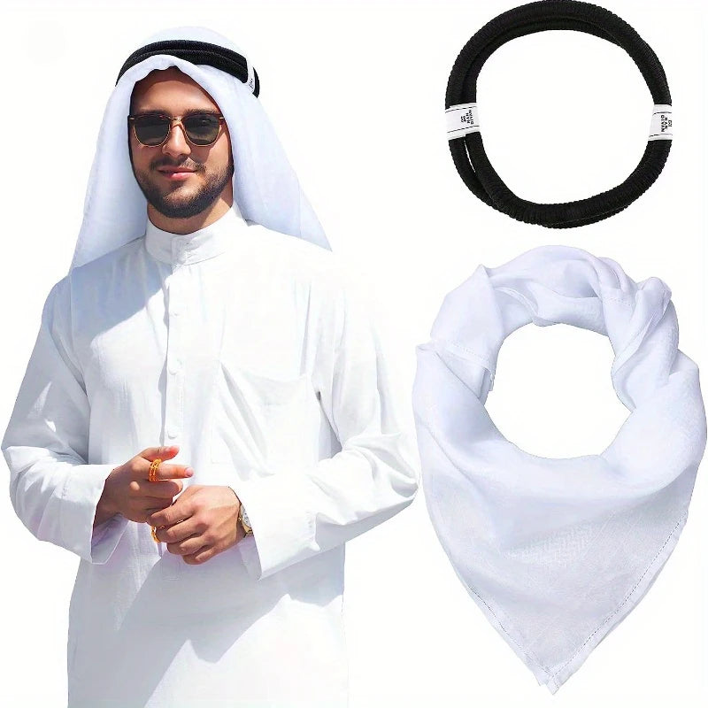 Arab Shemagh Muslim Keffiyeh Head Wrap Tactical Desert Head Neck Scarf Military Shawl Arabic Scarf Headwear with Agal Rope