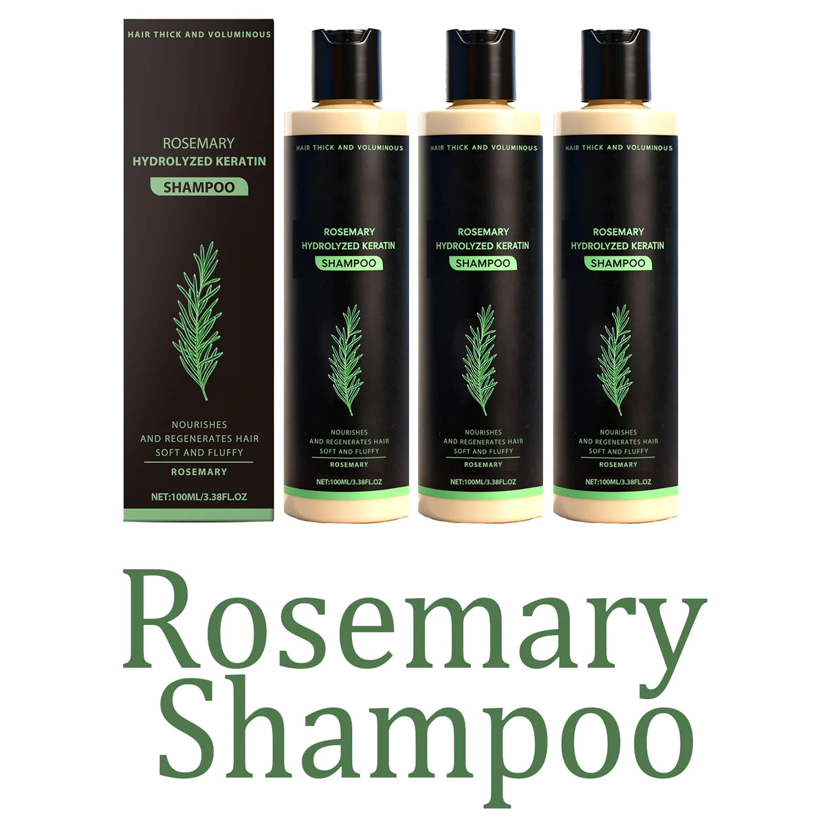 Rosemary Shampoo Set Hair Care Spray Herbal Shampoo with Hydrolyzed Keratin Plant Extract Hair Care Refreshing Hair Daily Use