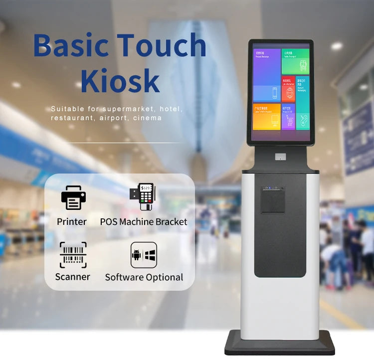 Customized 27 Inch ATM Cash Coin Acceptor Kiosk - Self-Service POS Terminal with Health & Parking Inquiry