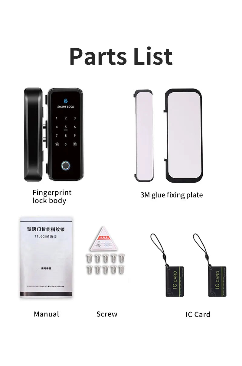 TTlock Smart Biometric Fingerprint WiFi Lock for Commercial Glass Door 5-in-1 Access Control (APP/Fingerprint/Card/Code/Remote)