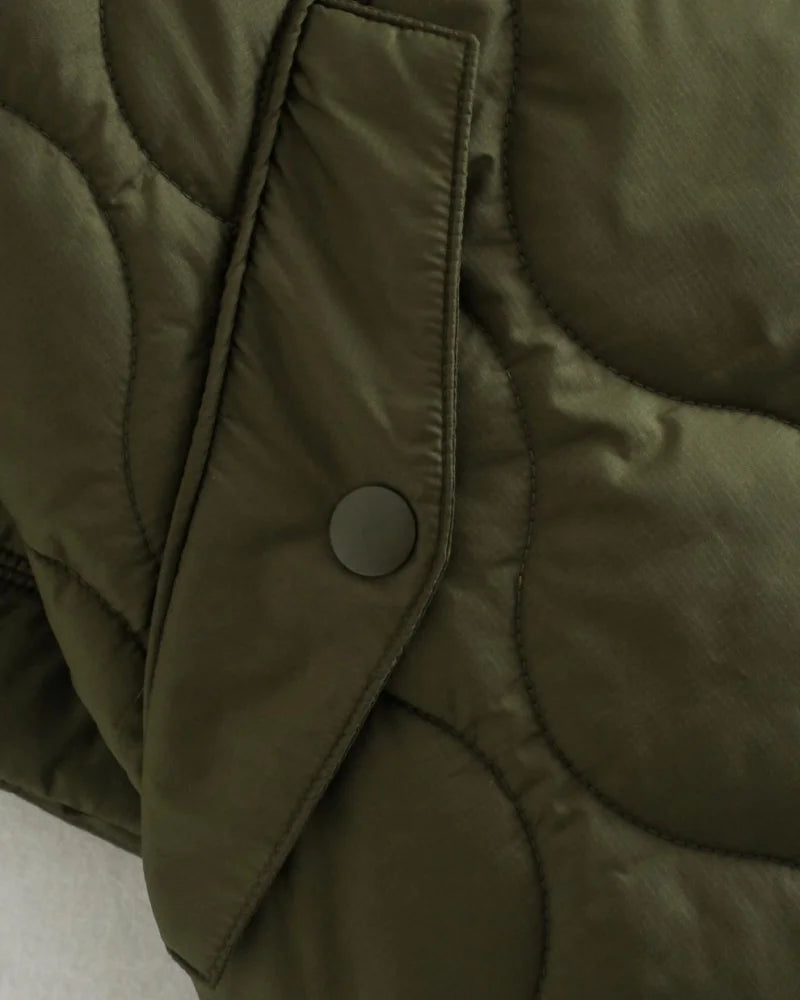 Women’s Autumn Thin Bat Sleeve Cotton Padded Jacket Easy On Off Fashion Warm Lightweight Comfortable Style