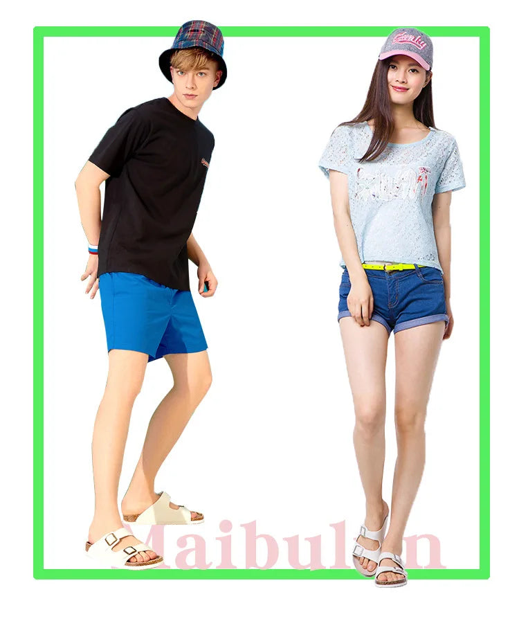 Slippers Women Buckle Flat Bottom Cork Slippers Man Summer Unisex Beach Button Outdoor Casual Sandals Designer Ladies Shoes