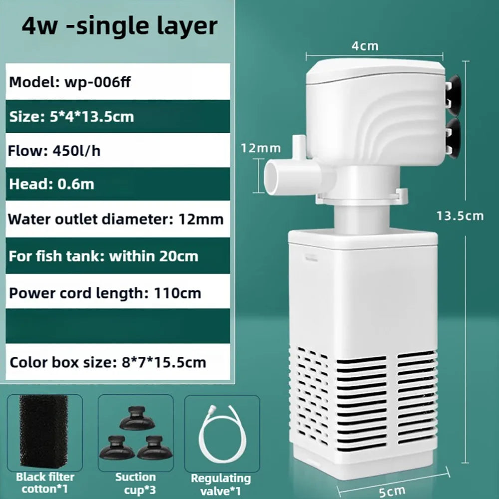 1Pcs Durable Submersible Silent Aquarium Filter Pump 3 in 1 4/6/15/20/25/35W Air Oxygen Aerator Water Change 220V Wave Maker
