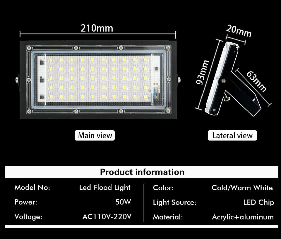 LED Flood Light 220V 110V FloodLight 50W LED Street Lamp Waterproof Landscape Lighting IP65 Led Spotlight Outdoor Lighting
