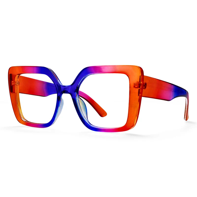 R56982 Colorful Large Size Reading Glasses Lady Trend Splicing Color Presbyopic Eyeglass Universal Prescription Spectacles Frame